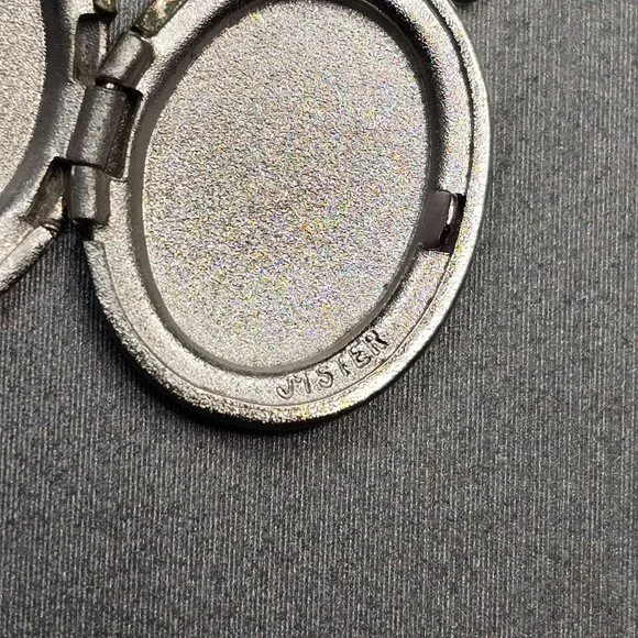 VTG JM Fisher Sterling Silver Sweetheart Locket Necklace 22" Floral Etched 1940s - Picture 4 of 15